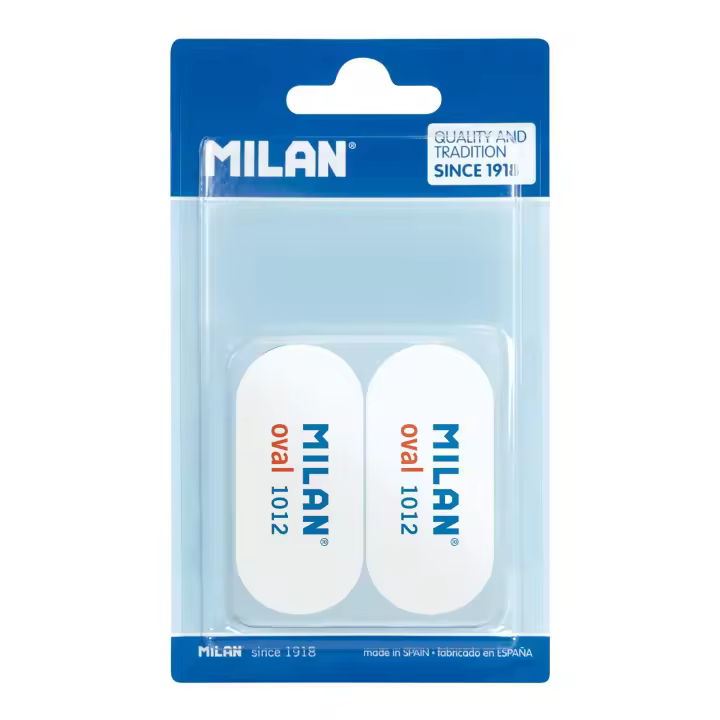 MILAN - Blíster 2 Gomas de Borrar Ovaladas Miga de Pan Oval 1012. Caucho Sintético - 1