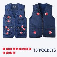 Chaleco De Hombre Azul Oscuro Con Multiple Bolsillos V-neck Sin Mangas Para Pesca Trucker Bicicleta Montañismo Casual Vestido De Verano - details 2