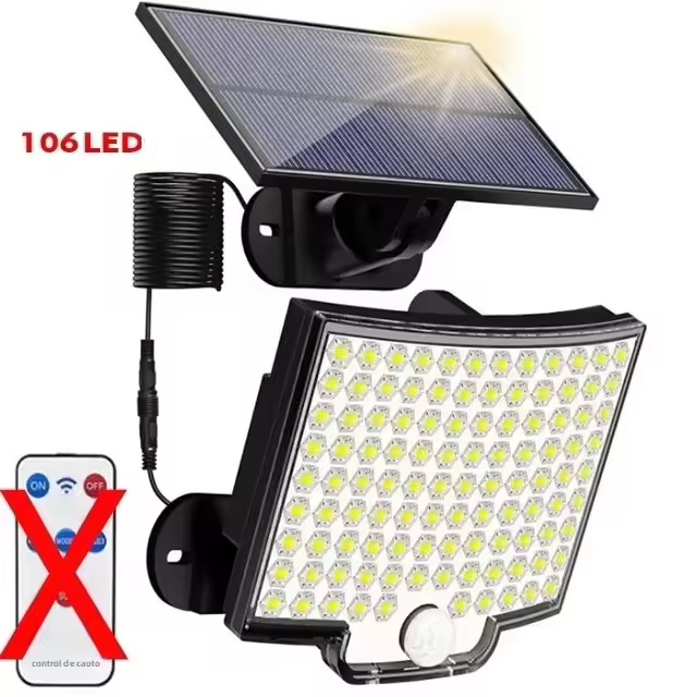 Luz Solar Exterior 106LED Con Sensor De Movimiento Y Control Remoto Para Patio Garage Jardín Iluminación De Plantas - 1