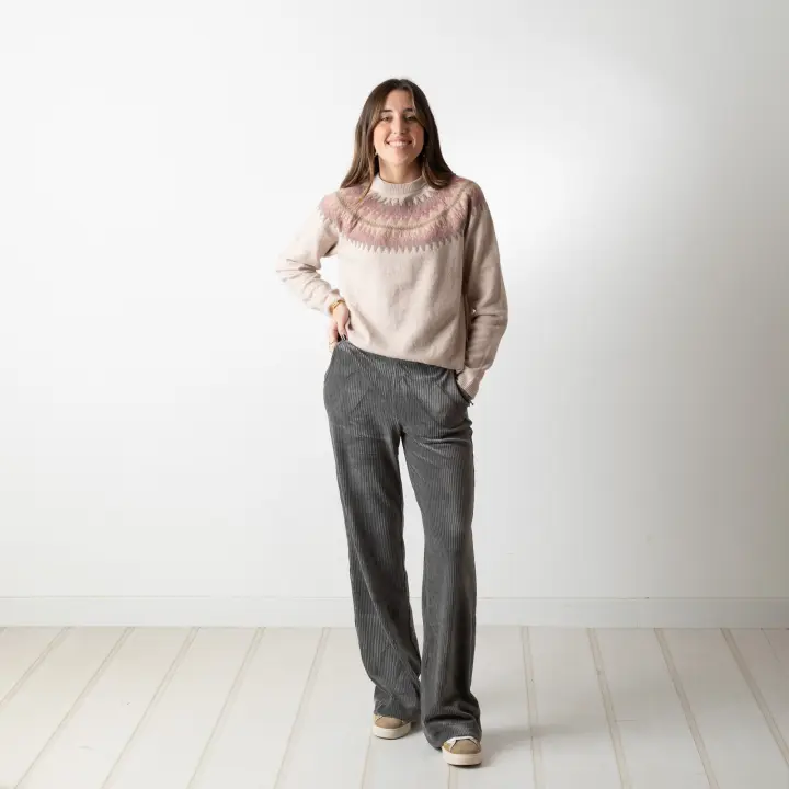 Yerse - 41455_033 - Pantalones Anchos De Pana Con Cintura Elástica Y Bolsillos Laterales - Mujer - 1