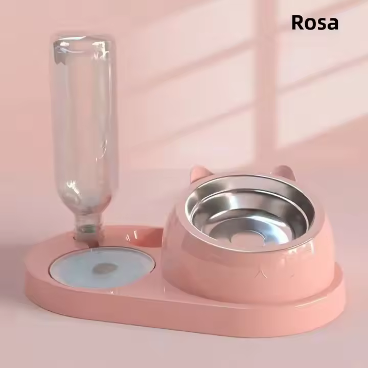 Tazón Para Gatos 2 En 1 Alimentador Automático Con Almacenamiento De Agua Tazón De Alimentos Para Perros Y Gatos Material De Plástico - 1