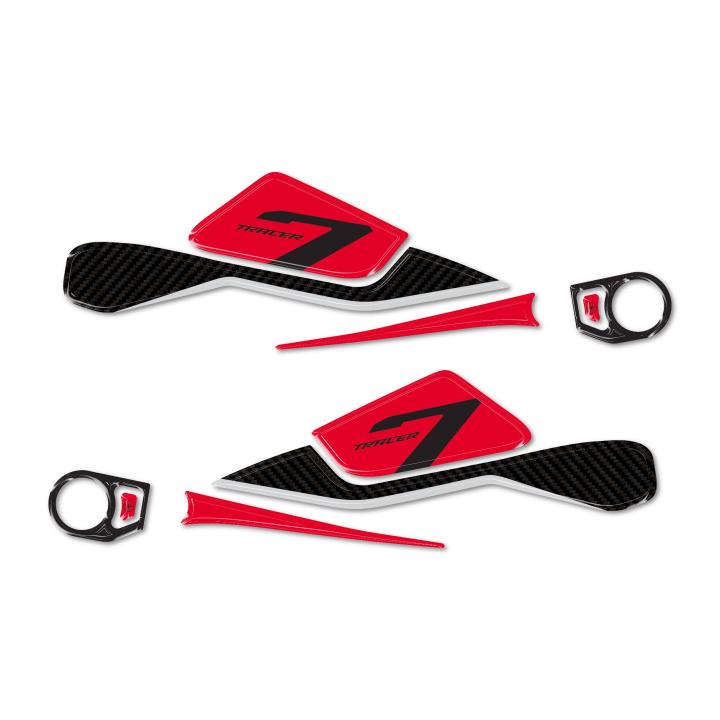 Protectores Adhesivos Guardamanos Protectores de motocicleta compatibles con Yamaha Tracer 7 2025 Blanco-Rojo