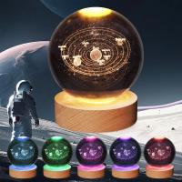 Luz Nocturna De Navidad 3D Cristal Con Base De Madera Siete Colores LED Regalo Para Niños Y Niñas 6cm Iluminación De Decoración - details 5