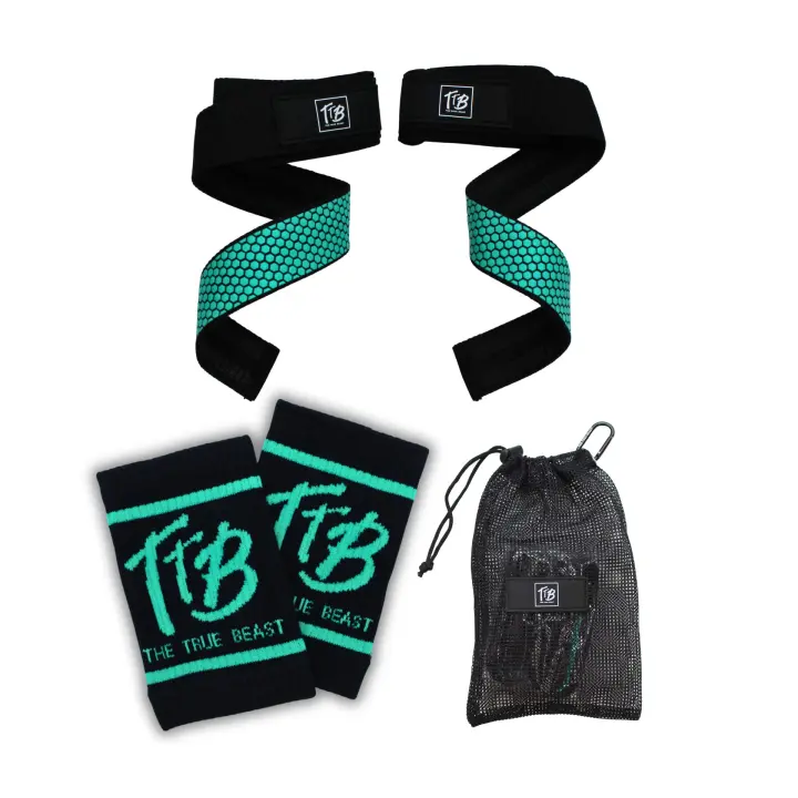THE TRUE BEAST Pack Straps y Muñequeras Sudor Verde y Negro - 1