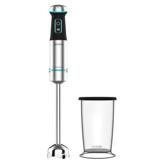 CECOTEC 04290 Batidora de mano con cuchillas de 4 hojas con vaso incluido en color negro y plateado Power TitanBlack 1200 - 1