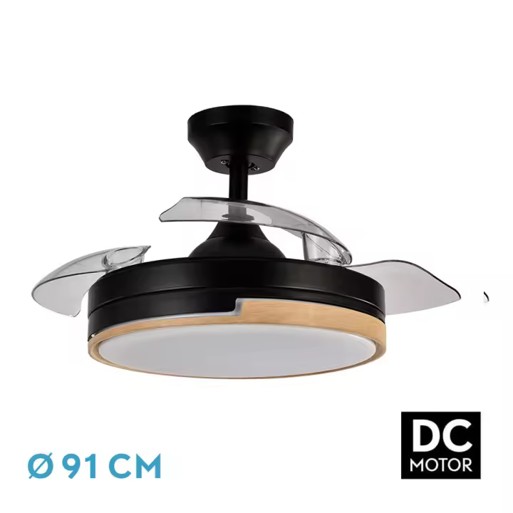 Ventilador Dc 48w Olimpia Negro/madera 3aspas 91d 4800 Lm 6vel 3000k,4500k,6000k, remoto+temporizador+memoria fabrilamp - 1