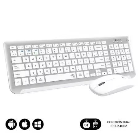 Teclado y Ratón Inalámbrico Subblim Combo Dual Prestige Extendido/ Blanco y Plata - 1