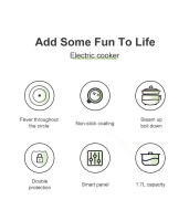 Máquina De Cocina Eléctrica Multifuncional 1.7L Capacidad Single/Double Layer Hot Pot Mini Olla Eléctrica Inteligente Con Sello Antideslizante - details 2
