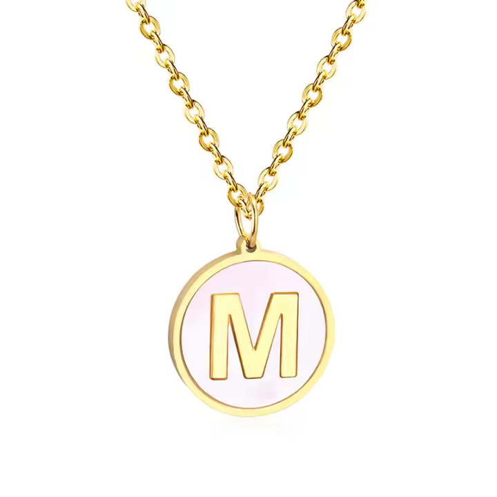 Collar Colgante Inicial De Acero Inoxidable LUXUSTEEL Para Mujeres Y Niñas Cadena De Bolitas Doradas 26 Letras Moda 2022 - 1