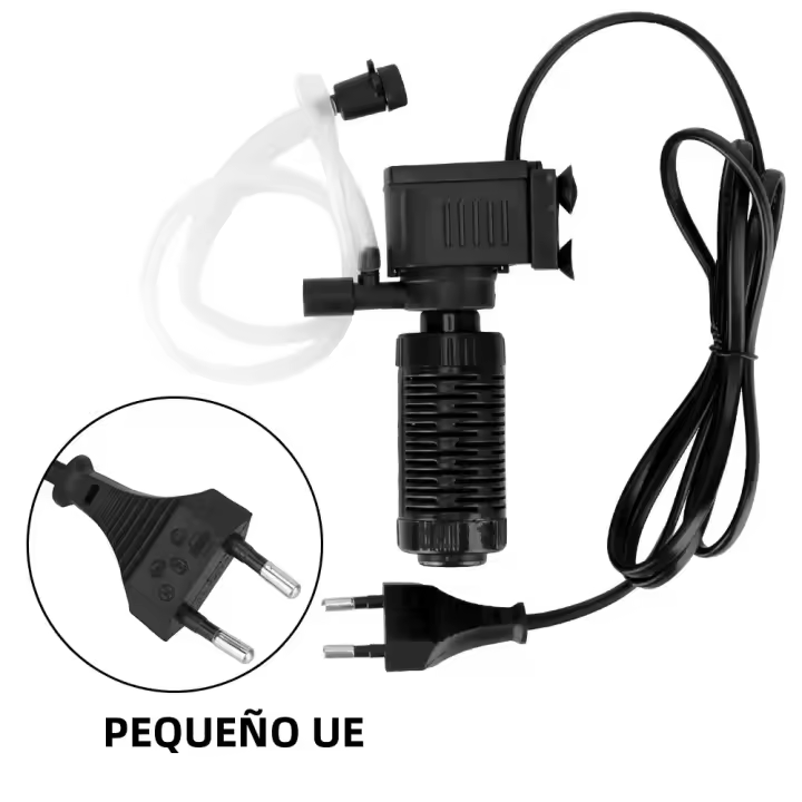 Mini Filtro Para Acuario Silencioso Y Sumergible Con Bomba De Oxígeno Para Agua Dulce Y Salada 200L/H Con Cable EU Plug Fácil Limpieza - 1