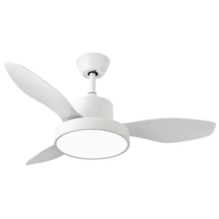 VENTILADOR DE TECHO HAYATE 24W con luz Fabrilamp - Color Blanco, con tres 3 Aspas, seis 6 Velocidades ajustables, tecnología LED con tres 3 temperaturas de Luz, con dos 2 Medidas de Tija, con Control Remoto y Temporizador. Decoración y Hogar. Motor DC - 1
