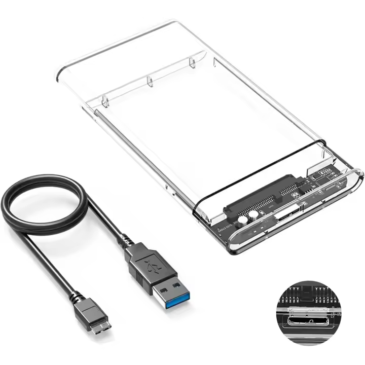 Caja Hard Disc 2,5 USB 3,0, SATA III de 5 Gbps Transparente Sin Herramientas Amplia Compatibilidad - 1