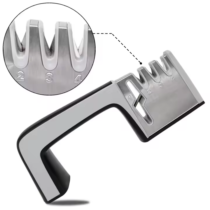 Afilador de cuchillos rápido de acero inoxidable para el hogar, multifuncional, de tres etapas, para tijeras, cuchillo de cocina, esmeril, acero de tungsteno, utensilios de cocina. - 1