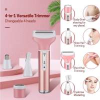 Kemei 4en1 Afeitadora Eléctrica Para Mujer Trimmer De Cejas Y Bikini Cabello Excesivo Eliminador De Pelo Corporal Y Facial Recargable - details 2