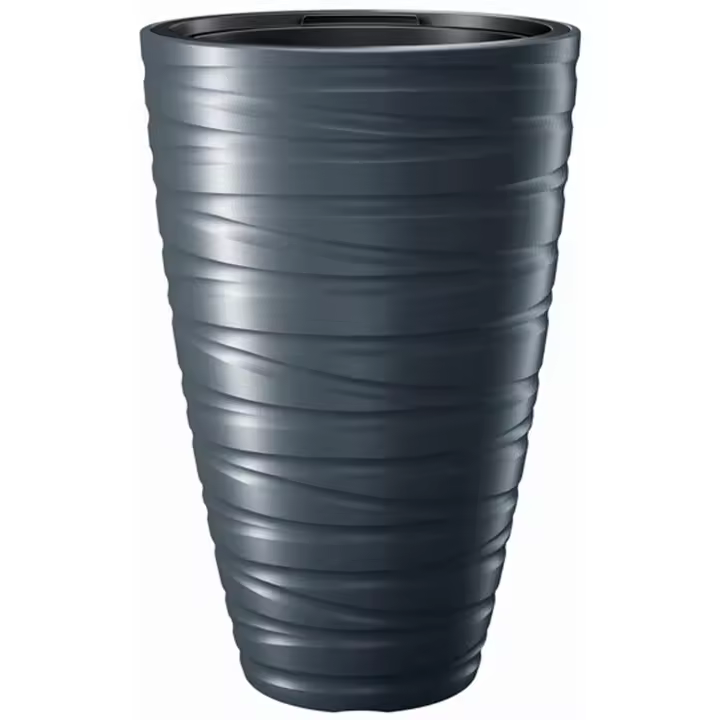 Prosperplast Macetero Alto Plástico Resistente con Deposito 43L Gris Piedra - 1