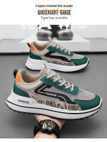 Zapatos De Deporte Para Hombre 2024 Nuevos U Cuero Casual Vulcanizados Transpirables Zapatillas De Caminar Y Correr Plataforma Planas Con Cierre Elástico Material De Suela EVA Talla Verdadera Para Verano - details 3