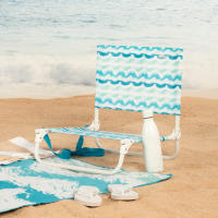 Aktive - Silla baja plegable de playa con respaldo, estructura de acero y asiento de poliéster, ligera y compacta, soporta hasta 110 kg, 47x48x50 cm, diseño azul, colección "Maldivas", sillas plegables - details 6