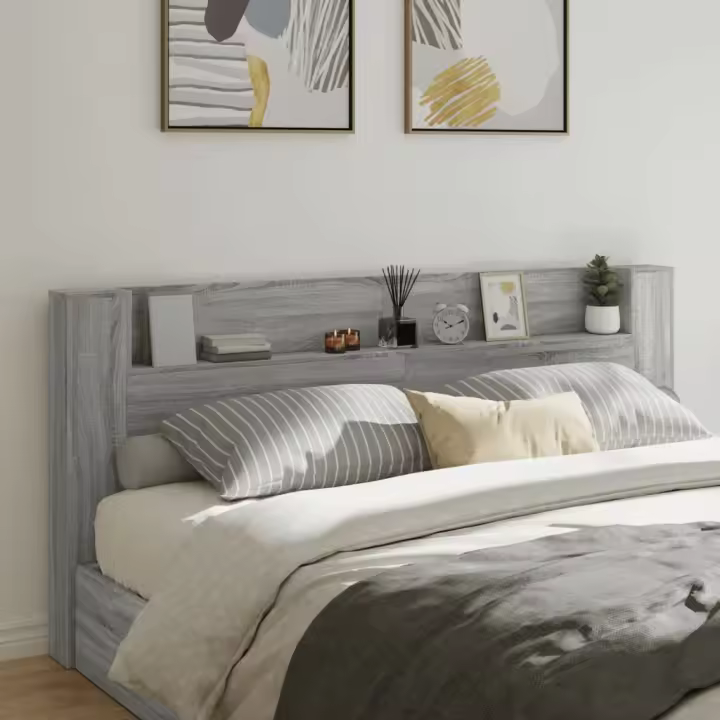 vidaXL Cabecero de cama con luz LED gris Sonoma 220x16,5x103,5 cm - 1