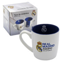 Real Madrid Taza Cerámica 380ml, Diseño con Escudo, Producto Oficial Real Madrid, Regalo Cumpleaños Niños, Niñas y Adultos, Navidad, Reyes, Taza Fútbol, color Blanco - details 0