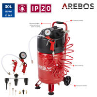 Arebos Compresor de Aire Comprimido Portátil - 30L - 1500W - Sin Aceite - details 9