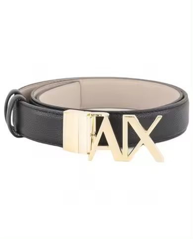 Cinturón de mujer Armani Exchange Logo Double Face Piel Negro Plata - 1