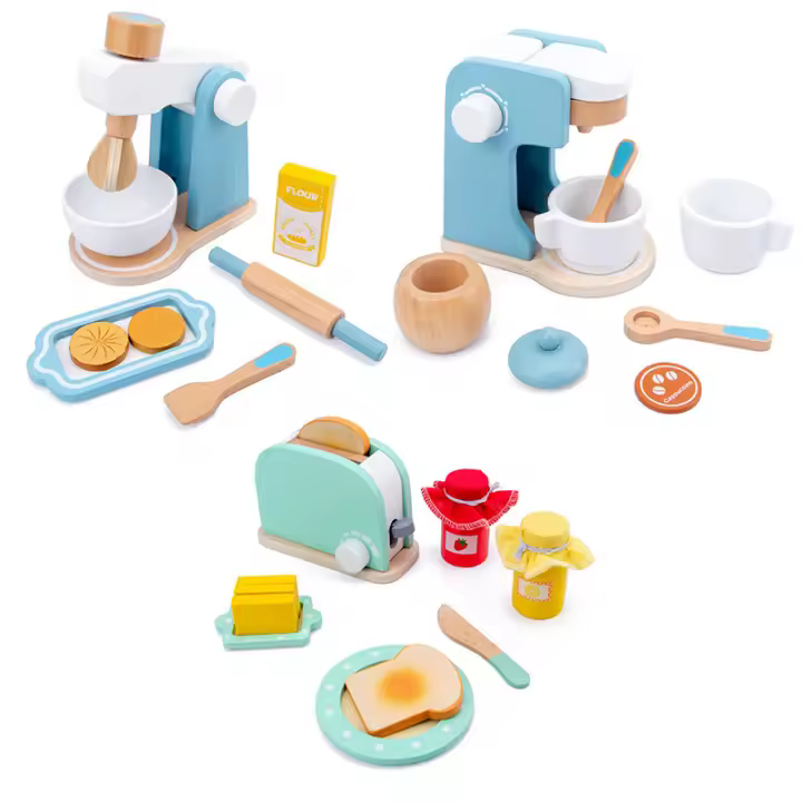 Juguete de cocina de Madera para Bebés, Máquina tostadora de Café de simulación, mezcla de Alimentación, juguetes Educativos de Sprendizaje Temprano - 1
