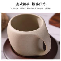 Taza De Café Cerámica Y Taza Retro Para Latte Con Tapete De Madera Y Cucharilla Taza Floral Para Té Y Café Americano - details 8