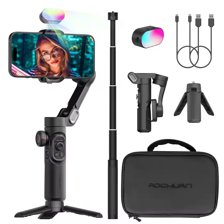 AOCHUAN Smart XE Combo1 Stabilizador Gimbal De 3 Ejes Inteligente Para Smartphone iPhone Y Android Con Varilla De Extensión - 1