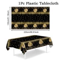 Mantel Desechable De 220x130 Cm Negro Y Oro Rosa Para Fiesta De Cumpleaños Decoración Para Hombres Y Mujeres Mantel Cubierta De Fiesta Suministros - details 5
