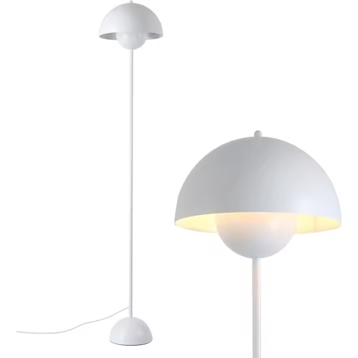 ALPINALUZ Lámpara de Pie de Diseño Nórdico Clásico on Pantalla y base Parabólica Casquillo E27 para Salón Comedor Dormitorio - 1