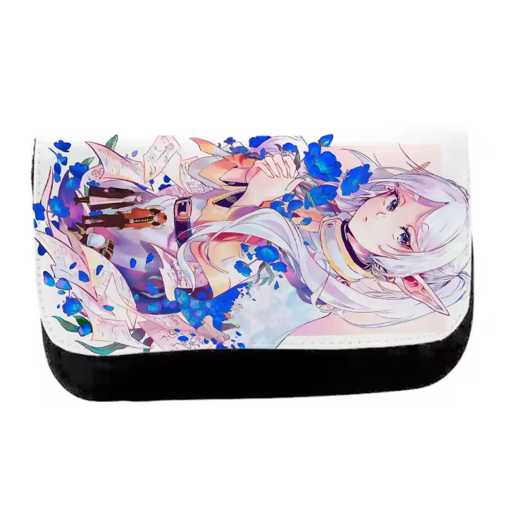 MERCHANDMANIA Estuche Neceser de lona Sousou no Frieren personajes heroes isekai rpg unisex negro bolsa aseo multiusos - 1