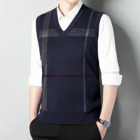 Suéter Casual Para Hombre Con Cuello En V Grueso Suéter Sin Mangas De Otoño E Invierno Caliente Striped Técnica De Tejido Por Computadora - details 15
