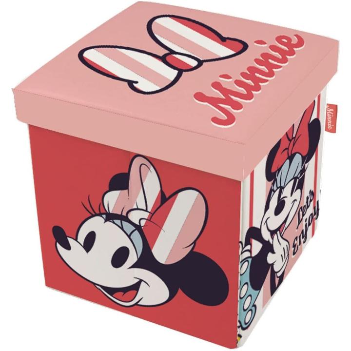 Gerimport Taburete Contenedor de Minnie Mouse Stripes 30x30x30cm - Práctico y Organizador