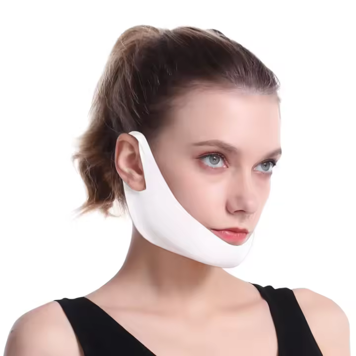 Mascarilla Modeladora V-Face Con Cierre Ajustable Para Levantamiento Y Tensión De La Piel Herramienta De Respiración Abierta Verde - 1