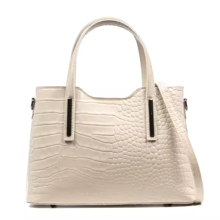 Firenze Artegiani. Fiesole bolso tote Mujer. Piel auténtica Gamuza Grabado Serpiente y lacado. Made in Italy. Vera Pelle Italiana. - 1