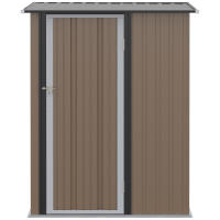 Outsunny Caseta de Jardín 1,07 m² 142x84x189 cm Cobertizo Exterior de Acero Galvanizado con Puerta Cerradura y Orificios de Drenaje para Almacenamiento de Herramientas - details 7