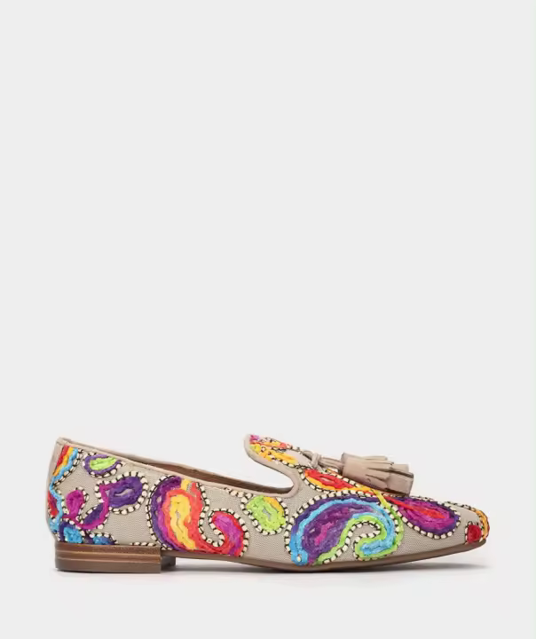 Pedro Miralles Mocasines de tejido estampado multicolor modelo ETOSHA en tonos Crudos. Hecho a mano en España. - 1