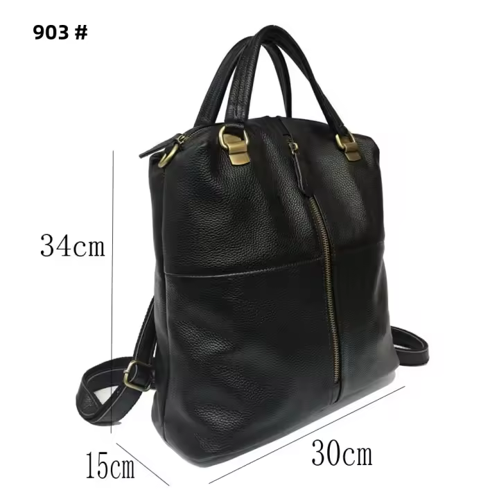 Mochila De Piel Auténtica Zency Para Mujer Vintage Antirrobo Gran Tamaño Bolsa De Viaje Diseñadora Mochila Escolar Exterior Cruzada De Hombro - 1