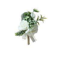 Corsage Rustico Para Novio Y Llavero De Boda Blanco Con Rosa Eucalipto Hiedra Orchidaya Berries Gypsophila Accesorios De Vestimenta Para Bodas Cumpleaños Y Decoración Personal - details 4