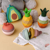 Juego De Construcción De Bricolaje Para Bebés Con Bloques De Silicona Formas De Frutas Juguetes De Mordedor De Goma Montessori - details 4