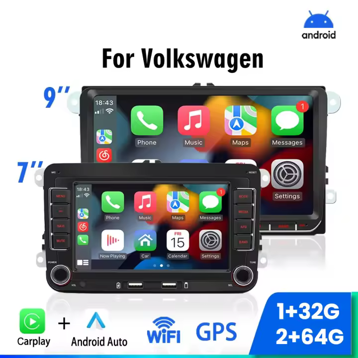 Radio con GPS para coche, reproductor con Android, 2Din, Universal, Wifi, Carplay, para Volkswagen Golf 5, 6, Polo, Passat B6, B7, CC, Skoda, Jetta - 1
