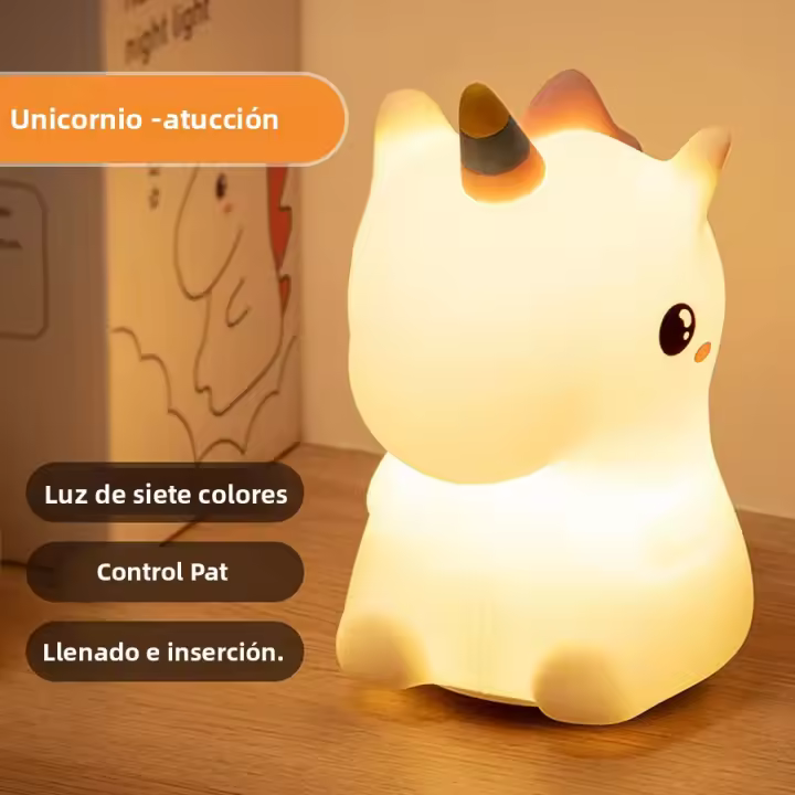 Lámpara Nocturna De Silicona Unicornio Para Niños Luz LED Recargable Por USB Decoración De Habitación Animales De Peluche Regalo Para Niños - 1