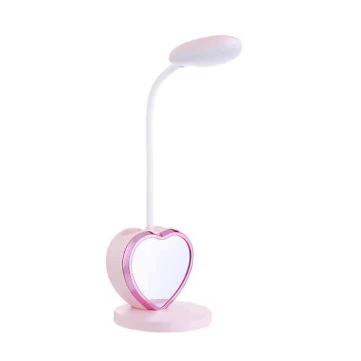 Linda lámpara de escritorio Rosa con Puerto de Carga, portalápices y soporte para teléfono, Luz de Lectura tácthil Con 2 Modos de color, lámpara de Protección ocular para Estudio y más. - 1