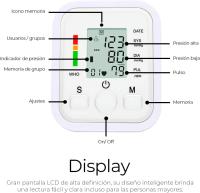 Tensiómetro de Brazo digital , medición precisa de la presión arterial y el pulso, validado clínicamente, Medidor Automático De Presión Arterial Para La Parte Superior Del Brazo, pantalla LCD grande, Con Voz ,pantalla LCD grande, M2 Tec - details 4