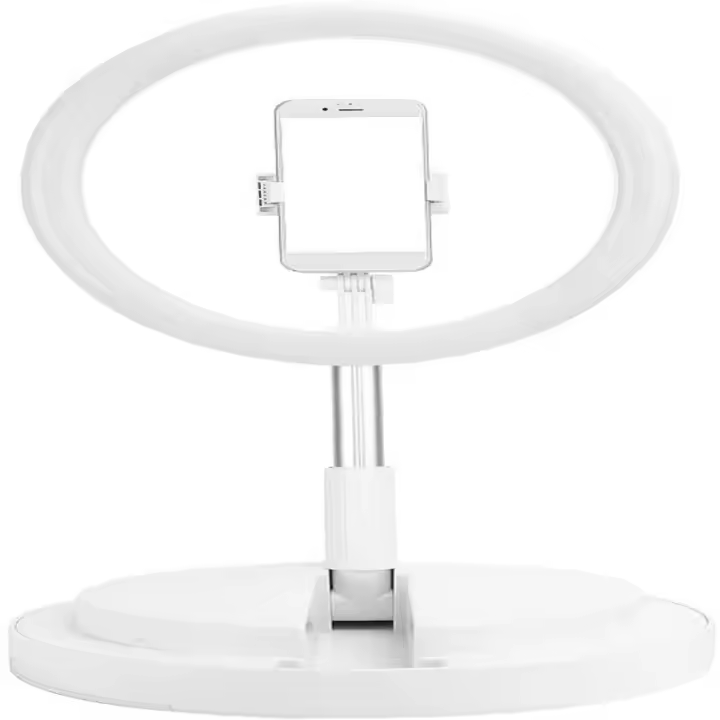 Anillo aro de luz Live Beauty ⋆ RGB LED multicolor ⋆ Diámetro 26 cm ⋆ Base blanca ⋆ Altura ajustable hasta 168 cm ⋆ Iluminación ideal para maquillaje, fotos o vídeos ⋆ Envío desde España - 1