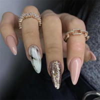 Juego De 24 Piezas De Uñas Postizas Ovaladas Con Dibujos Animados Adornos De Uñas Postizas Acrílicas Cubierta Total De Uñas Falsas Para Oficina Y Fiestas - details 20