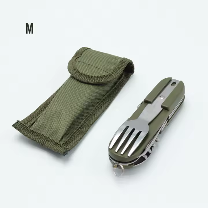 Cuchutlería De Acero Inoxidable Para Camping Cuchillo Plato Cuchara Plegables Portátiles Utensilios De Cocina Para Exteriores - 1