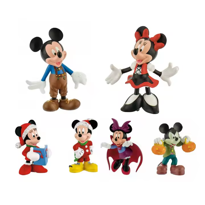 pack oferta set 6unidad de mickey y minnie 7cm-bullyland - 1