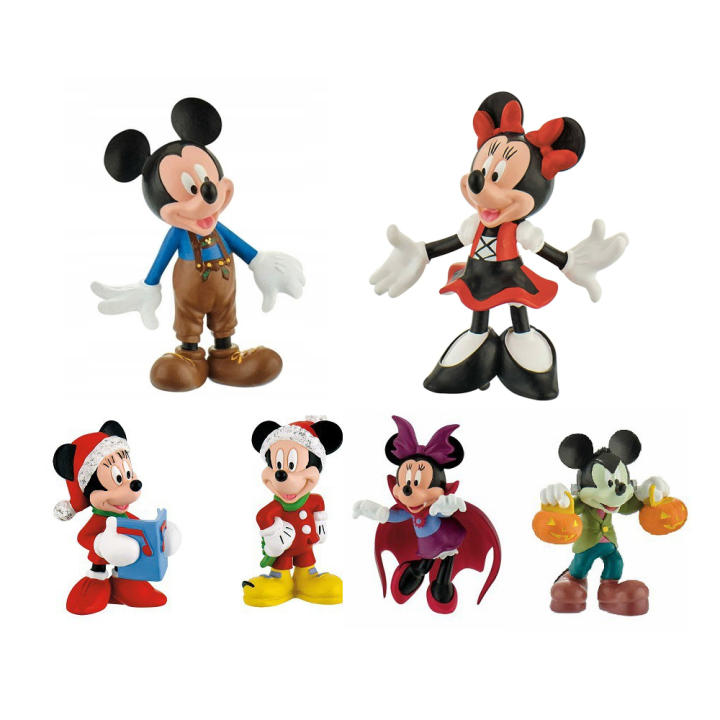 pack oferta set 6unidad de mickey y minnie 7cm-bullyland