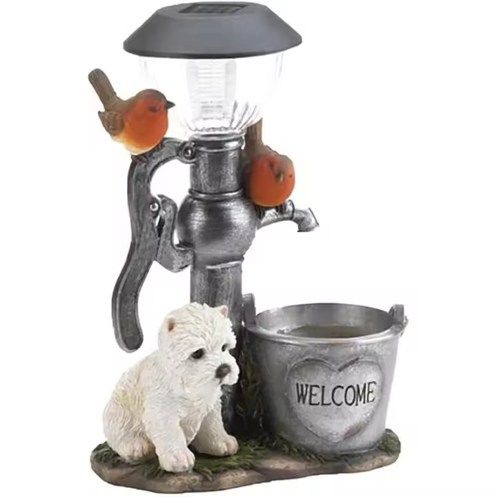 Figura solar de animal de jardín lámpara de dólar ardilla de resina para exterior - 1